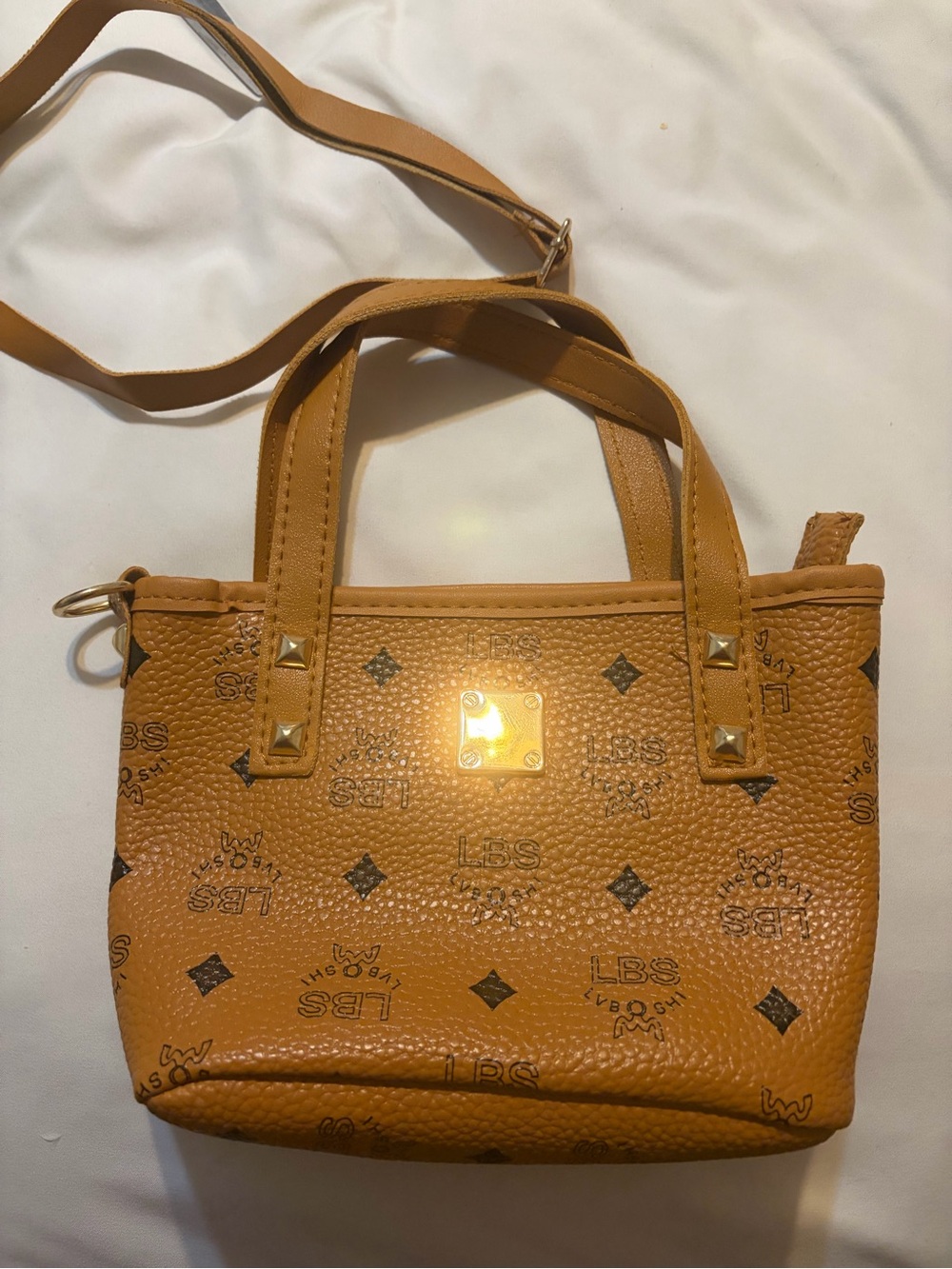 Tan Mini Tote Bag with Crossbody Strap